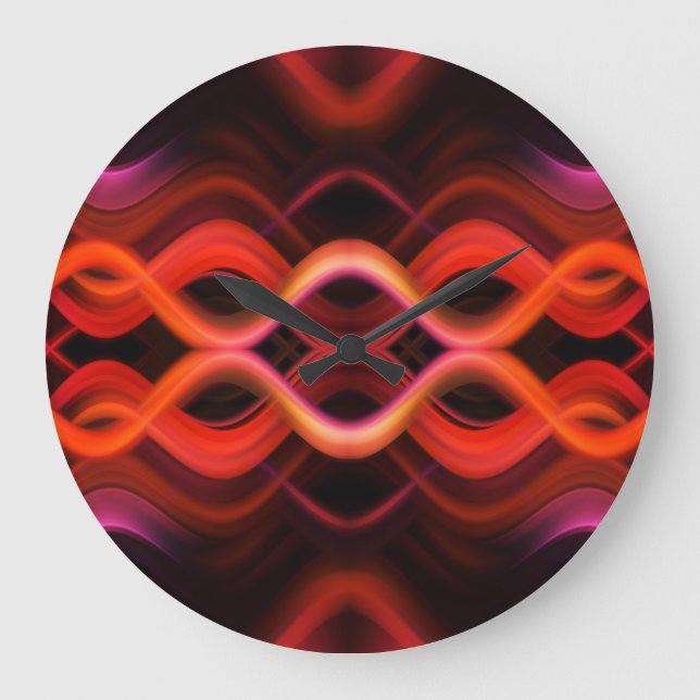 Geometrisches rotes Liniendesign. Große Wanduhr (Vorderseite)