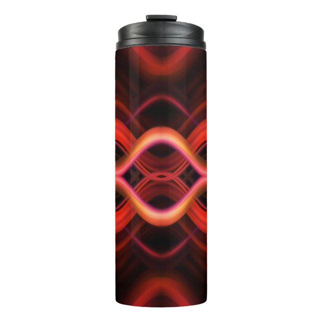 Geometrisches rotes Liniendesign. Thermosbecher (Vorderseite)