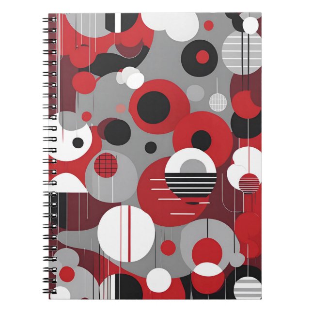 Geometrisches rotes Notebook - Bold und Modern Cir Notizblock (Vorderseite)