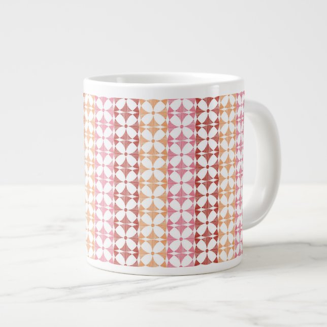 Geometrisches rotes Stripmuster Jumbo-Tasse (Vorderseite Rechts)