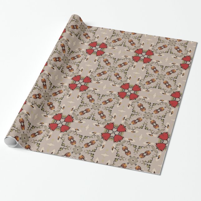 Geometrisches rotes Tulips Geschenkpapier (Ungerollt)