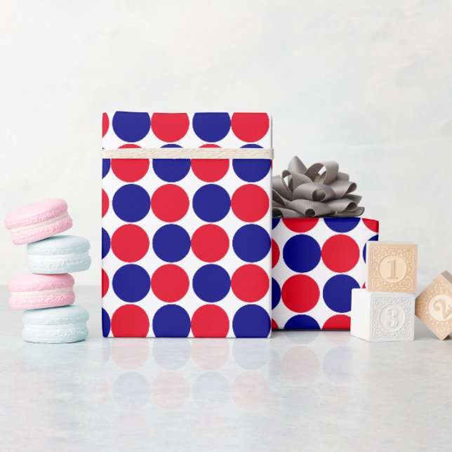 Geometrisches rotes, weißes und blaues Muster der  Geschenkpapier (Babyparty)