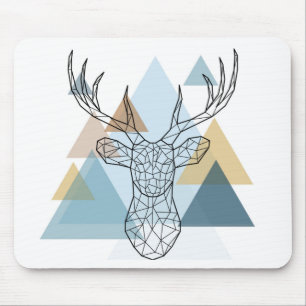 Geometrisches Rotwild-Porträt Mousepad