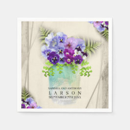Geometrisches Rustikales elegantes Stiefmütterchen Serviette