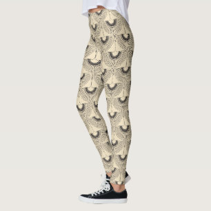 Geometrisches Schwan-Flugvogel-Muster Creme Leggings