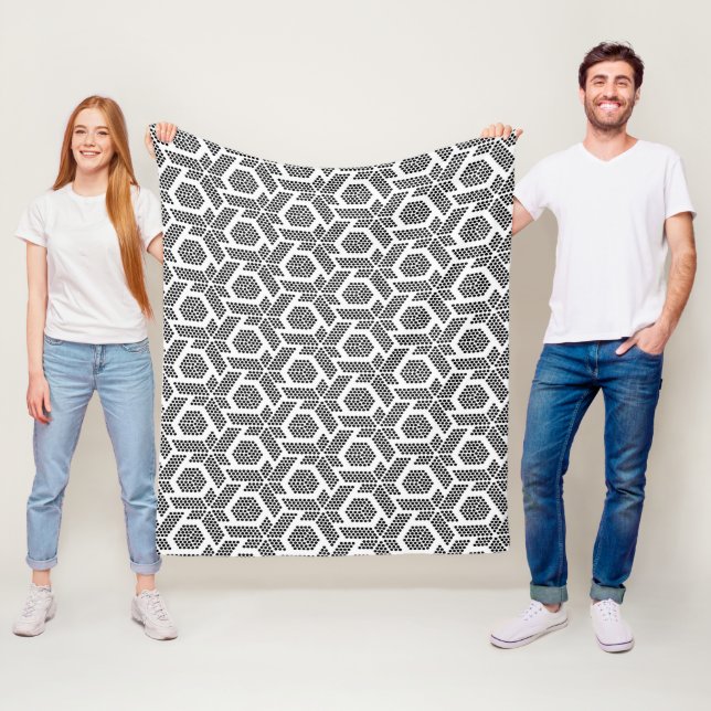 Geometrisches Schwarz auf weißen Punkten Fleecedecke (Beispiel)