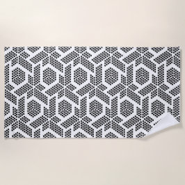 Geometrisches Schwarz auf weißen Punkten Strandtuch