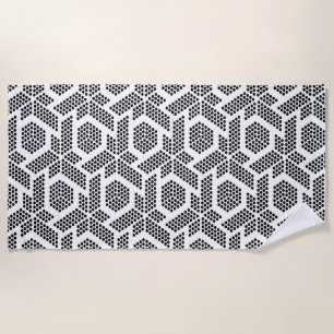 Geometrisches Schwarz auf weißen Punkten Strandtuch
