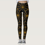 Geometrisches Schwarz-Gold-Deko-Muster Leggings<br><div class="desc">Lassen Sie sich von einem trendigen Leggings mit originellem Design verzaubern! Ein leicht Retro und dennoch moderne Kunst Deko Schwarz und Gold-Muster.</div>