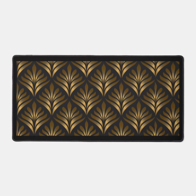 Geometrisches Schwarz-Gold-Design Schreibtischunterlage (Vorderseite)