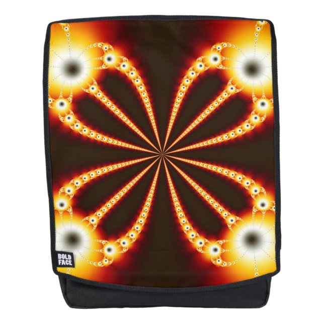 Geometrisches Schwarz-Orange-Design Rucksack (Vorderseite)