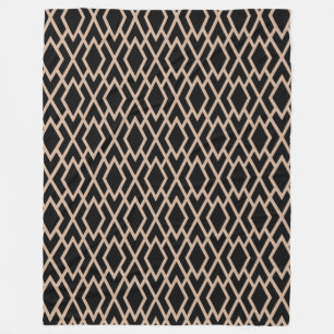 Geometrisches Schwarz-Tan-Muster Fleecedecke