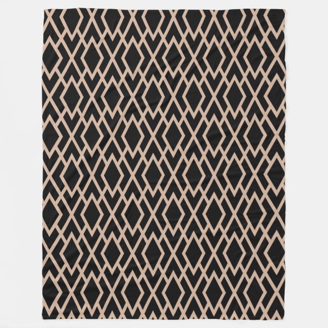 Geometrisches Schwarz-Tan-Muster Fleecedecke (Vorderseite)