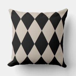 Geometrisches Schwarz und Elfenbeinharlequin Moder Kissen