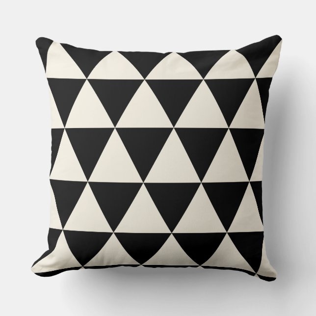 Geometrisches Schwarz und Elfenbeinweißpolster Kissen (Vorderseite)
