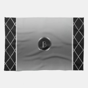 Geometrisches Schwarz- und Metallsilber Geschirrtuch