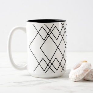 Geometrisches Schwarz und Weiß, geometrischer Diam Zweifarbige Tasse