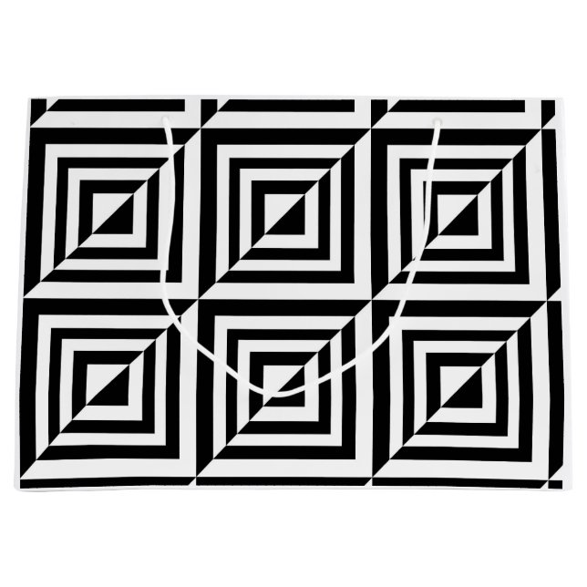 Geometrisches Schwarz-Weiß-Muster Große Geschenktüte (Vorderseite)