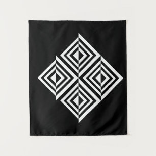 Geometrisches Schwarz-Weiß-Muster Wandteppich