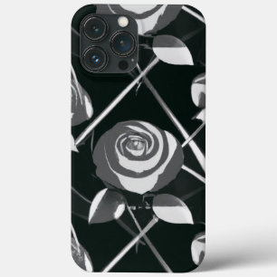 Geometrisches Schwarz-Weiß-Rose-Muster Case-Mate iPhone Hülle