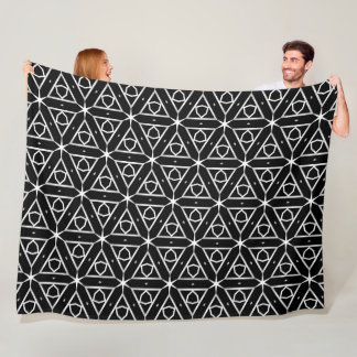Geometrisches Schwarz-weißes und Silver Geometrism Fleecedecke