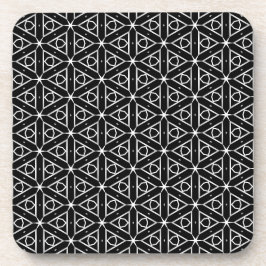 Geometrisches Schwarz-weißes und Silver Geometrism Getränkeuntersetzer