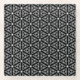 Geometrisches Schwarz-weißes und Silver Geometrism Glasuntersetzer