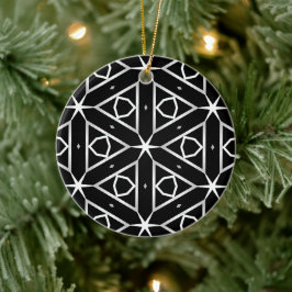 Geometrisches Schwarz-weißes und Silver Geometrism Keramik Ornament