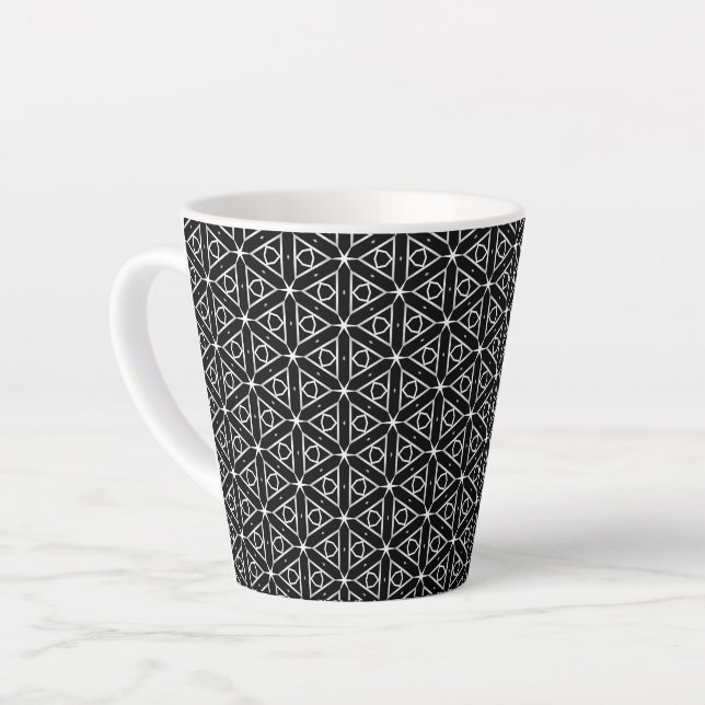 Geometrisches Schwarz-weißes und Silver Geometrism Milchtasse (Linke Ecke)
