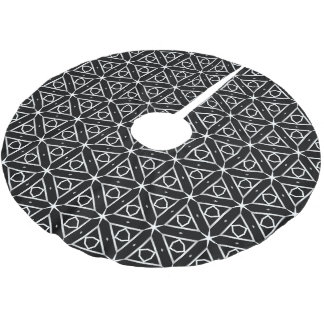 Geometrisches Schwarz-weißes und Silver Geometrism Polyester Weihnachtsbaumdecke