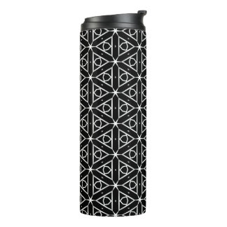 Geometrisches Schwarz-weißes und Silver Geometrism Thermosbecher