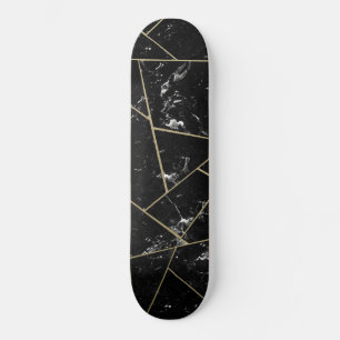 Geometrisches Schwarzes Marmor-Gold-Modell #1 Skateboard