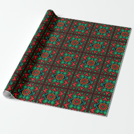 Geometrisches schwarzes, rotes, grünes lettisches  geschenkpapier