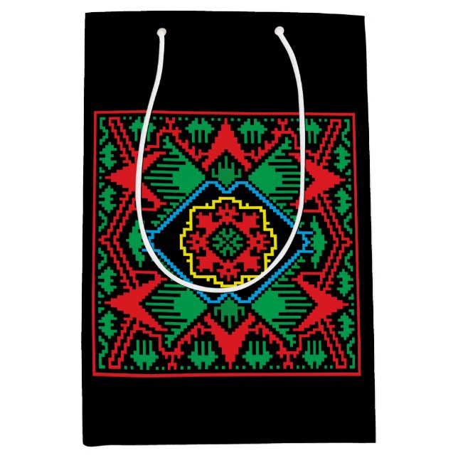 Geometrisches schwarzes, rotes, grünes lettisches  mittlere geschenktüte (Vorderseite)
