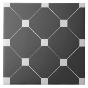 Geometrisches Schwarzweiß-Viktorianisches Muster Fliese