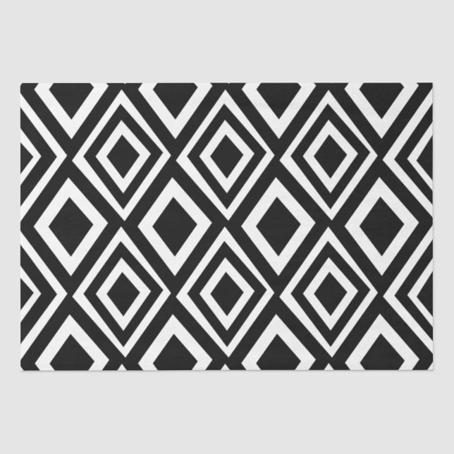 Geometrisches Schwarzweißmuster Seidenpapier (Vorderseite)