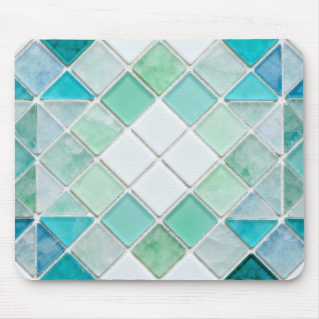Geometrisches Seaglass-Mosaikmuster Mousepad (Vorne)