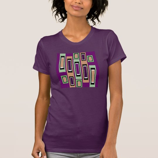 Geometrisches Shirt-Grünes/lila/TAN Mode-Muster T-Shirt