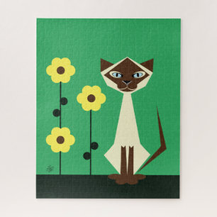 Geometrisches Siamese Cat Design Jigsaw Puzzle