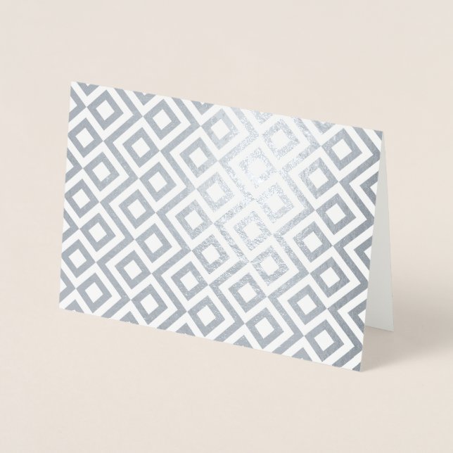 Geometrisches Silber und Weiß Folienkarte (Vorderseite)