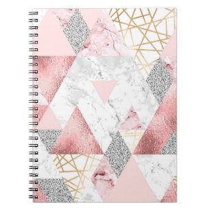 Geometrisches, silbernes Dreieck aus Gold, Marmorm Notizblock