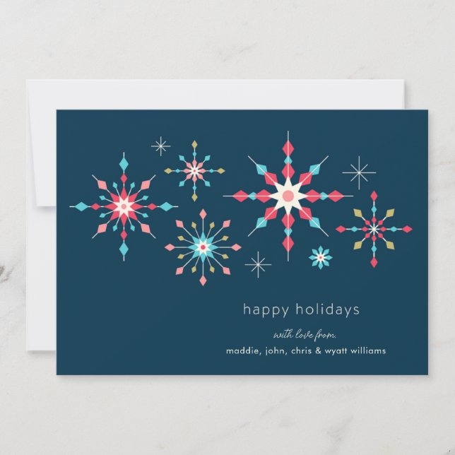 Geometrisches Snowflake Holiday Greeting Feiertagskarte (Vorderseite)