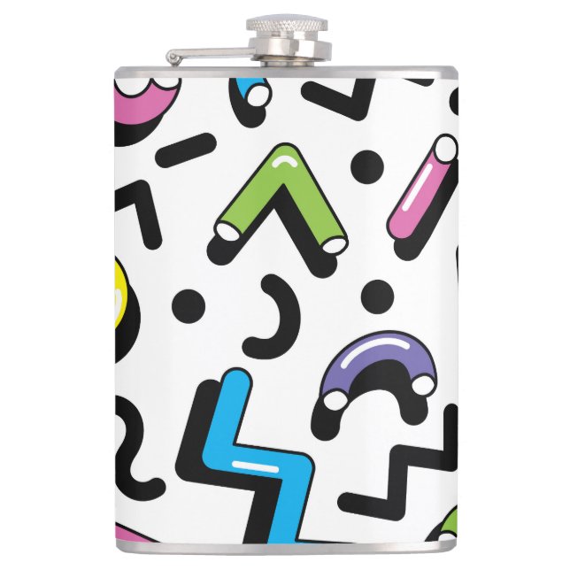 Geometrisches Spiel: Muster der Doodle-Formen Flachmann (Vorderseite)