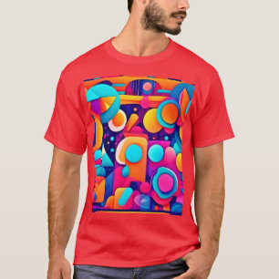 Geometrisches Spielfeld im farbenfrohen Chaos T-Shirt