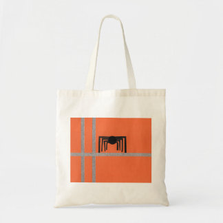 Geometrisches Spinnen-Design Schwarz und Orange Tragetasche