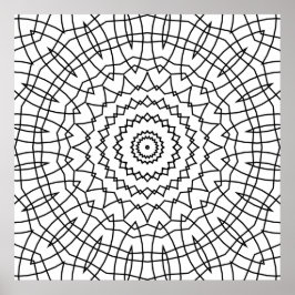 Geometrisches Spiral-Mandala mit eckigen Weblinien Poster