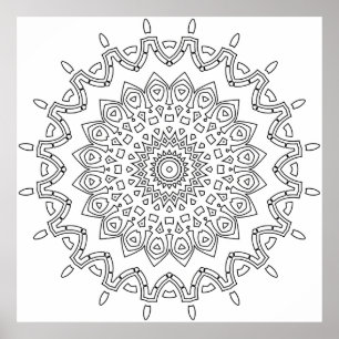 Geometrisches Spitzen-Mandala-Muster zum Ausmalen Poster
