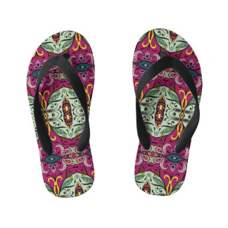 Geometrisches Stammbaum Ethnic Doodle Kinderbadesandalen