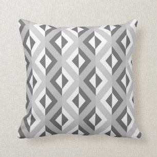 Geometrisches Stammes- Diamant-Muster-Grau Kissen