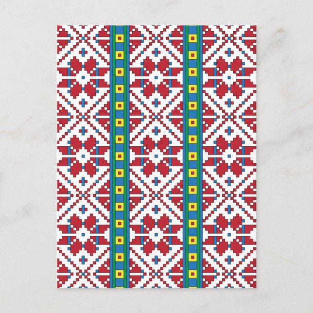 Geometrisches Stammmuster rot, blau und weiß mit S Postkarte (Vorderseite)